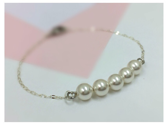 スワロ・パール・チェーンブレスレット:      Pearl Chain Bracelet 2枚目の画像