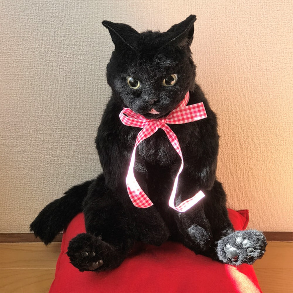 nyan me ぽんぽんけーぷぶらうす的なね BLACK 送料無料》黒猫のモフラン 動かせるぬいぐるみ ぬいぐるみ