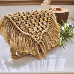 流木マクラメ編みプラントハンガー(アイボリー) その他インテリア雑貨