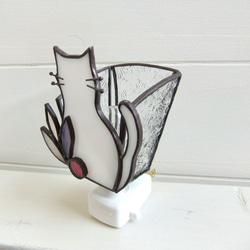 白い猫のおやすみランプ　pink【Creema限定】 4枚目の画像
