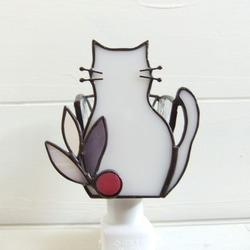 白い猫のおやすみランプ　pink【Creema限定】 6枚目の画像