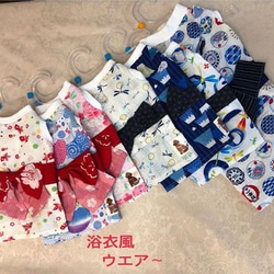 浴衣風ウエア 金魚柄 S/M/L サイズ 税込み、犬服*浴衣、浴衣ワンピース、ワンコ*浴衣、ハンドメイド、犬服*涼しい 4枚目の画像