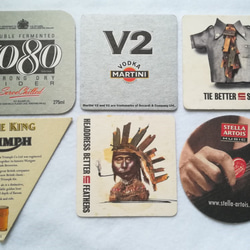 英国ヴィンテージ ビアマット Beer Mats コースター 6枚セット【BM3gray】　 1枚目の画像