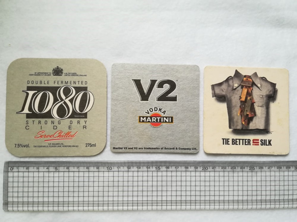 英国ヴィンテージ ビアマット Beer Mats コースター 6枚セット【BM3gray】　 3枚目の画像