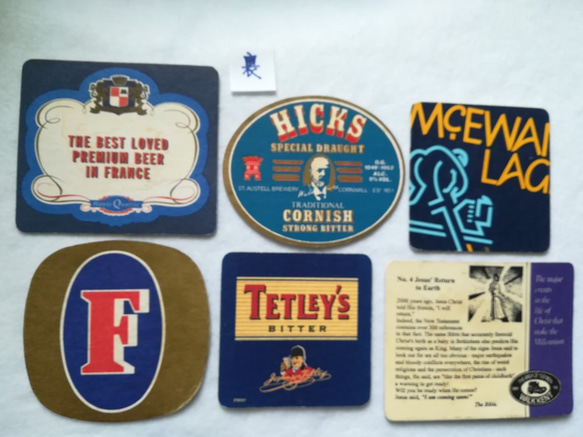 英国ヴィンテージ ビアマット Beer Mats コースター 6枚セット 【BM7navy】　 2枚目の画像