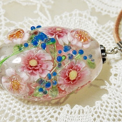 Necklace of Rose & Herb Garden Lampwork Glass Bead sra 第3張的照片