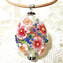 Necklace of Rose & Herb Garden Lampwork Glass Bead sra 第4張的照片