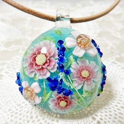 Lampwork Glass Pendant of Rose & Herb Garden, sra 第2張的照片