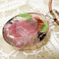 Lampwork Glass Pendant Japanese Andromeda Flowers & Buttefly 第5張的照片