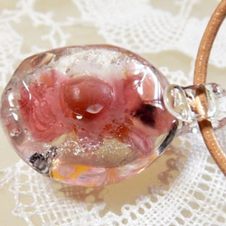 Lampwork Glass Pendant Japanese Andromeda Flowers & Buttefly 第5張的照片