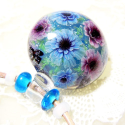 Lampwork Glass Pendant of Anemone & Butterfly, sra 第5張的照片