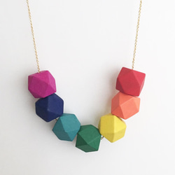 LaPerle 幸運彩虹 幾何 木珠 項鏈 頸鏈 項鍊 頸鍊 生日禮物 Geometric Wooden Rainbow 第1張的照片