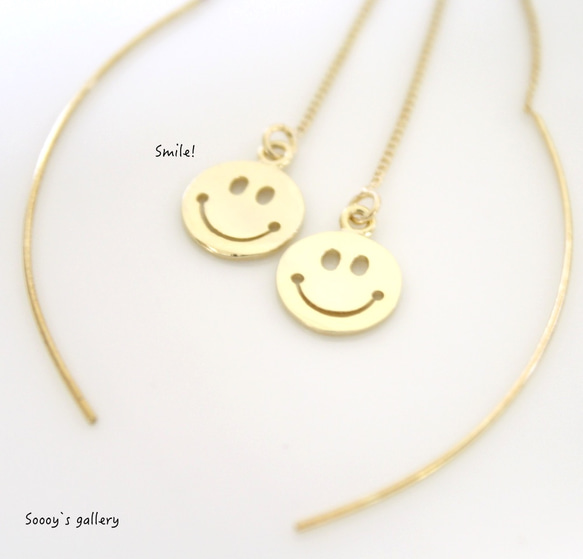 スマイルのアメリカン風イヤリング　Smile American Earring 【送料無料】 2枚目の画像