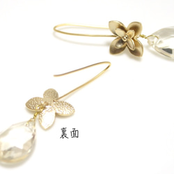 フラワー＆シズクのロングフックピアス　Flower & Drop Pierce 【送料無料】 3枚目の画像