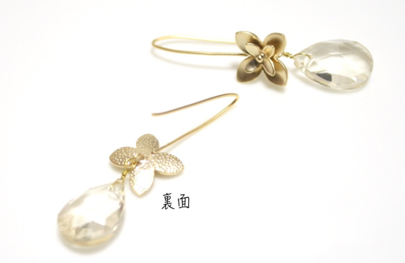 フラワー＆シズクのロングフックピアス　Flower & Drop Pierce 【送料無料】 3枚目の画像