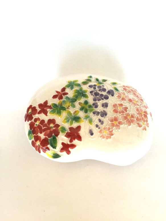受注生産ハンドメイド2017 四季の蓋物菓子器 桜藤青楓紅葉椿 1枚目の画像