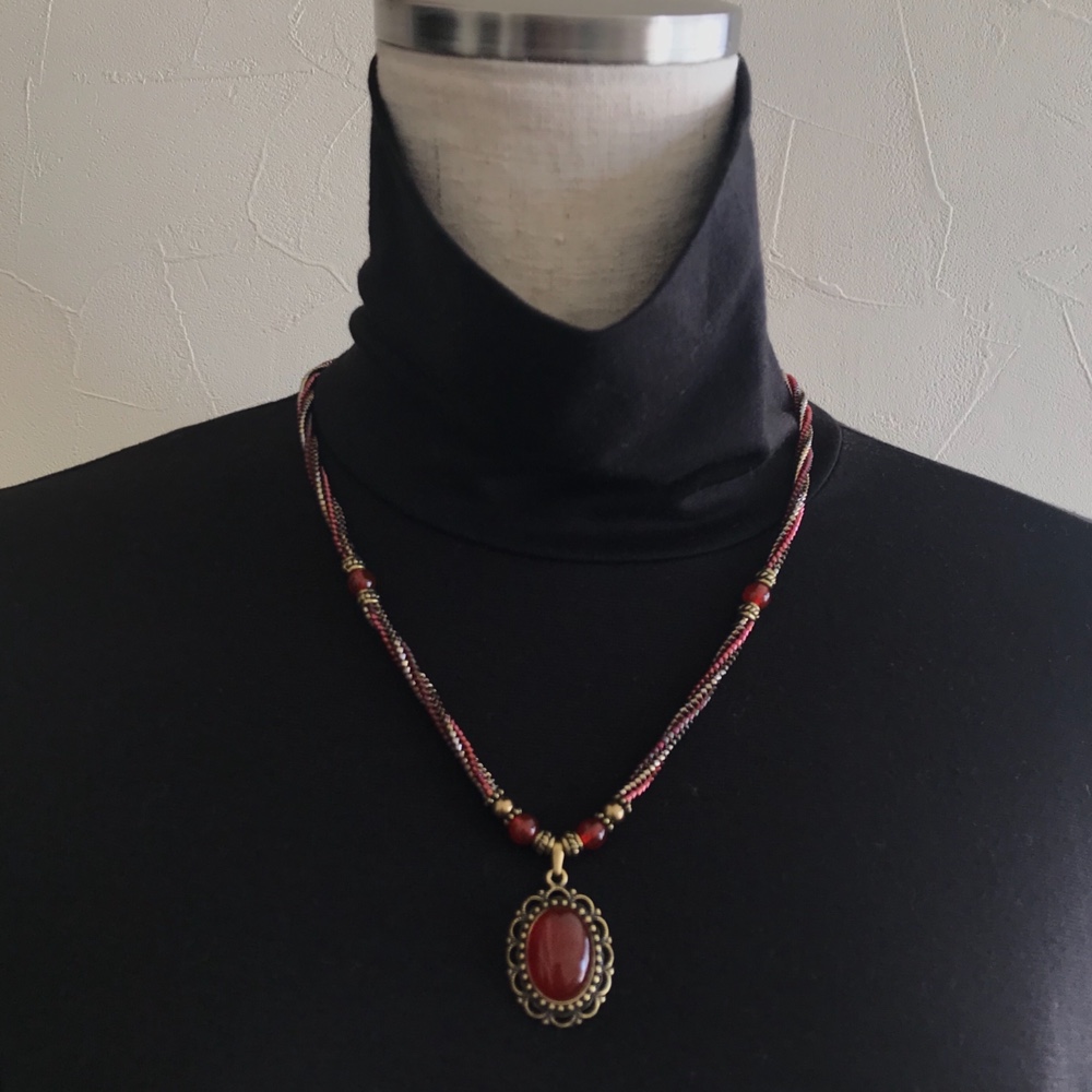 【Atelier Amie】再販＊スパイラルロープ　天然石レッドアゲート　ペンダント