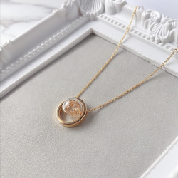 玻璃金絲球・鍍金色圓環・泡泡圓珠・鍍金銅項鏈 (43cm) 第4張的照片