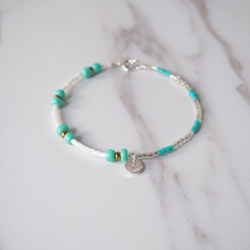 英文字母・海洋綠白色珠・手環手鍊・客製化禮物・姊妹生日禮物 第2張的照片