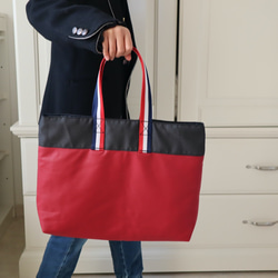 在庫最後の一点ー入学、通学学校用品（赤）ー本格合皮素材入学用手提げバッグ 8枚目の画像