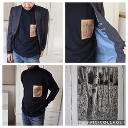 2022アートTシャツー『銅版版画ー目ー白樺』ー黒 8枚目の画像