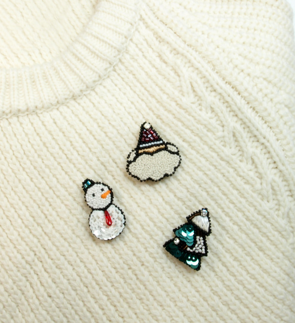 SHAO / 小雪人 手工刺繡胸針 第6張的照片