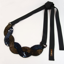 SHAO / Anti-Copper Braid Embroidery Necklace / Deep Blue 1枚目の画像