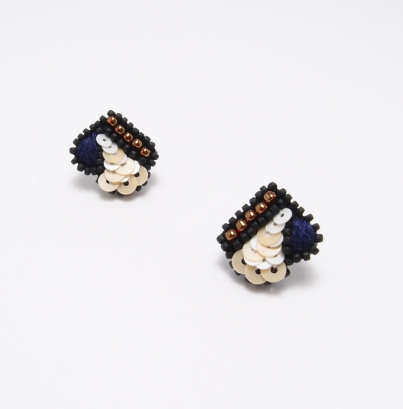SHAO / 夏日蝴蝶 手工刺繡耳環 深藍酒紅（可改耳夾） 第3張的照片
