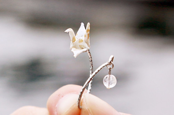 ミニクリスタルリング折り鶴 - 月光のタッチ（月光） - バレンタインデーの贈り物 3枚目の画像