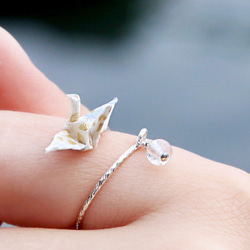迷你紙鶴水晶戒指 - 一抹月色（月光）- 情人節禮物 第5張的照片