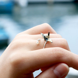 迷你紙鶴水晶戒指 - 珍珠（銀白星河）-情人節禮物 第2張的照片