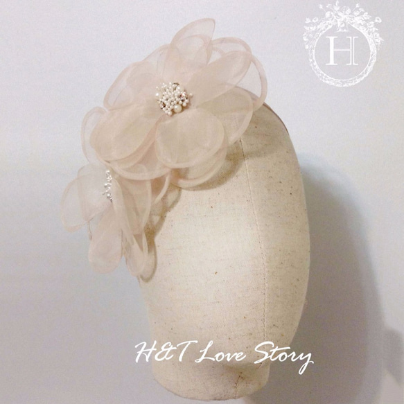 #163 裸膚色花頭飾 絕美氣質 新娘頭飾  【H&T Love Story】 第2張的照片