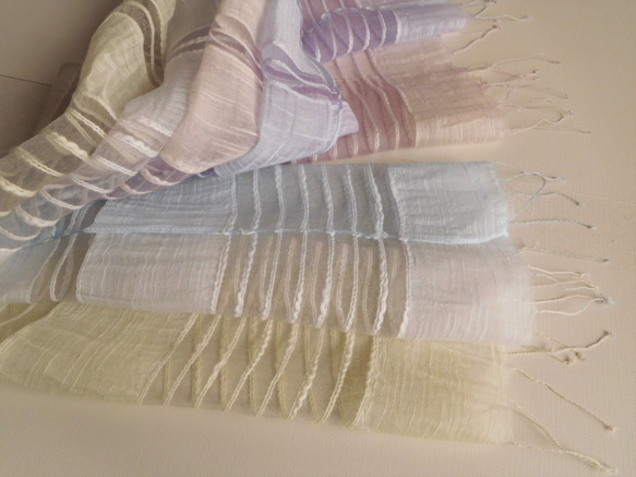 シルクとコットンの透かし織りストール 2枚目の画像