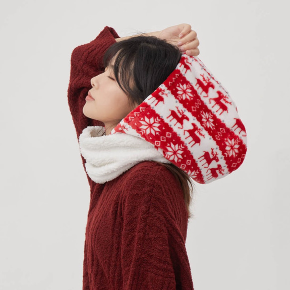 Yuki winter holiday warm hoody twist scarf / Red 1枚目の画像