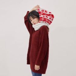 Yuki winter holiday warm hoody twist scarf / Red 2枚目の画像