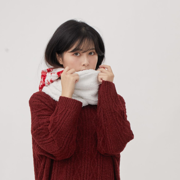 Yuki winter holiday warm hoody twist scarf / Red 4枚目の画像