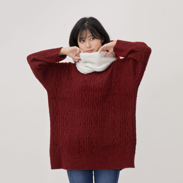 Yuki winter holiday warm hoody twist scarf / Red 6枚目の画像