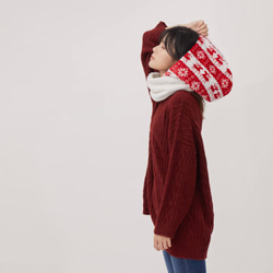 Yuki winter holiday warm hoody twist scarf / Red 7枚目の画像