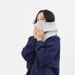 Lulu Cable Knitting Warm Neck Gaiter / Grey 2枚目の画像