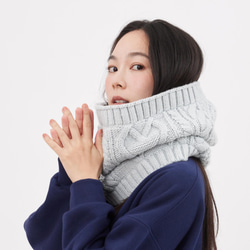 Lulu Cable Knitting Warm Neck Gaiter / Grey 1枚目の画像