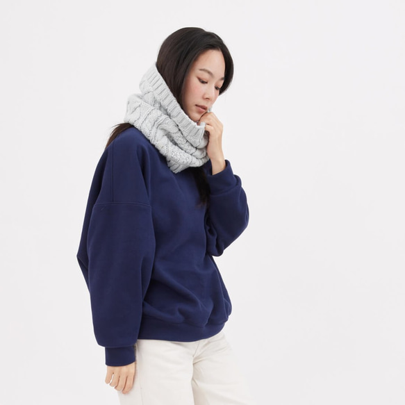 Lulu Cable Knitting Warm Neck Gaiter / Grey 4枚目の画像