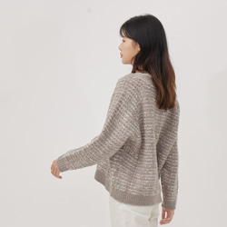 Queena V Neck Tweed Cropped Cardigan / Grey 8枚目の画像