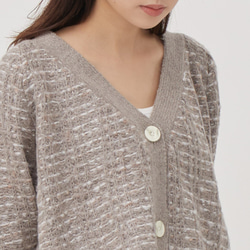 Queena V Neck Tweed Cropped Cardigan / Grey 10枚目の画像