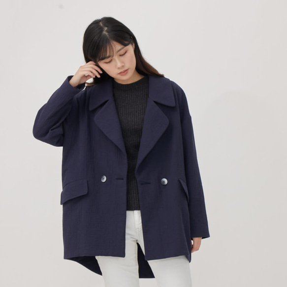 Beata Cotton Double-breasted suit / Navy 1枚目の画像