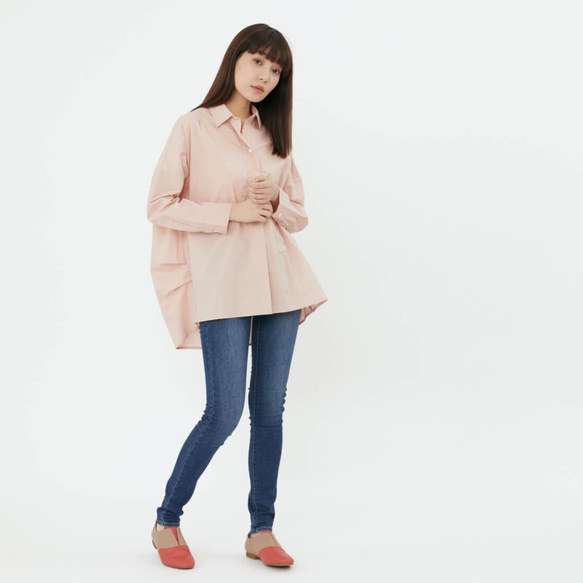 Natalie Pullover Wide Long Sleeves Shirt Top / Cherry Pink 9枚目の画像