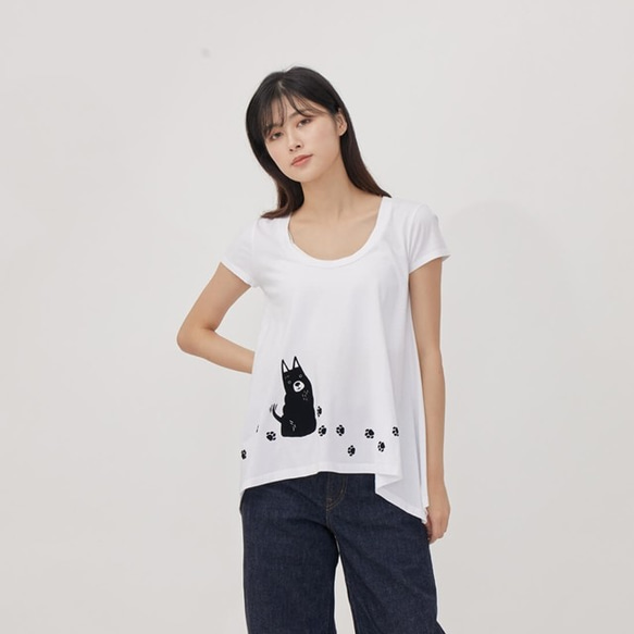 Black Dog ラウンド裾レディースTシャツ 7枚目の画像