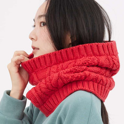 Lulu Cable Knitting Warm Neck Gaiter / Red 1枚目の画像