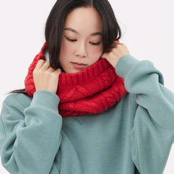 Lulu Cable Knitting Warm Neck Gaiter / Red 2枚目の画像