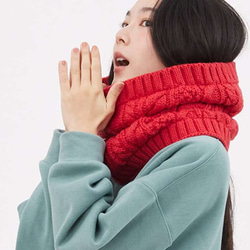 Lulu麻花抓毛絨保暖脖圍圍巾/ 紅 第3張的照片