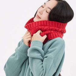 Lulu Cable Knitting Warm Neck Gaiter / Red 5枚目の画像